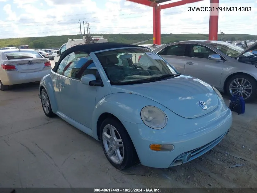 2004 Volkswagen New Beetle Gls 1.8T VIN: 3VWCD31Y94M314303 Lot: 40617449