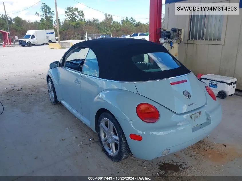 2004 Volkswagen New Beetle Gls 1.8T VIN: 3VWCD31Y94M314303 Lot: 40617449