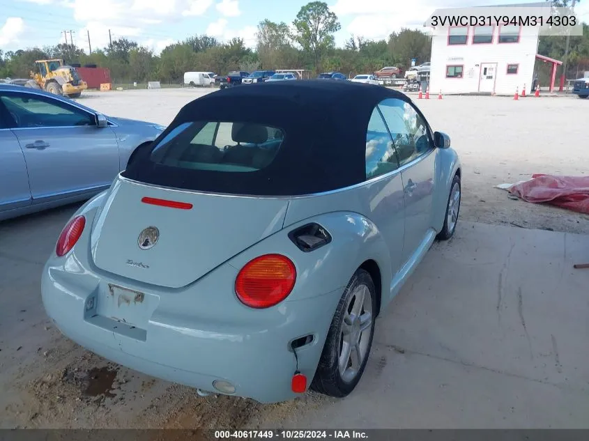 2004 Volkswagen New Beetle Gls 1.8T VIN: 3VWCD31Y94M314303 Lot: 40617449