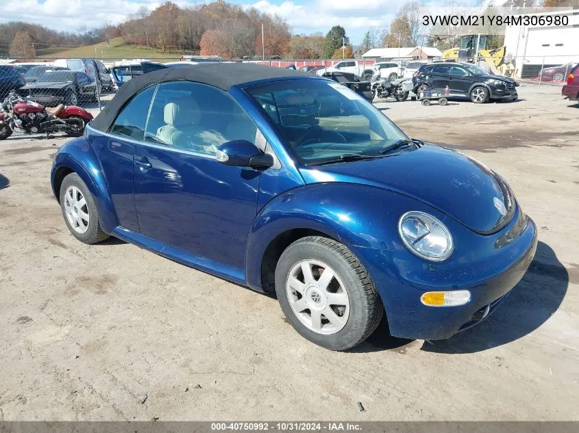 2004 Volkswagen New Beetle Gls VIN: 3VWCM21Y84M306980 Lot: 40750992