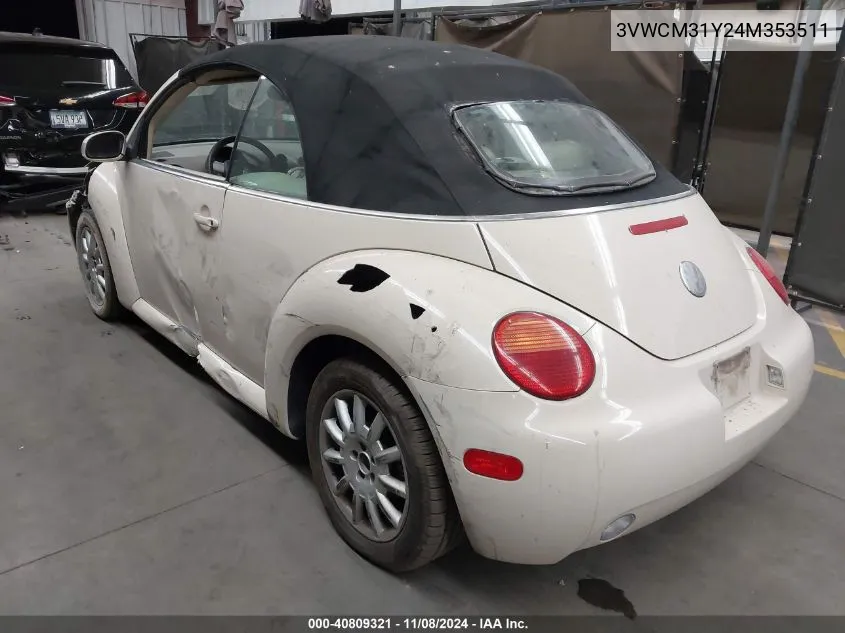 2004 Volkswagen New Beetle Gls VIN: 3VWCM31Y24M353511 Lot: 40809321