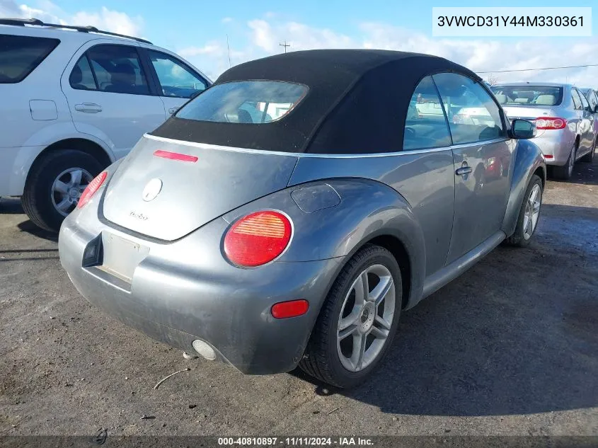 2004 Volkswagen New Beetle Gls 1.8T VIN: 3VWCD31Y44M330361 Lot: 40810897