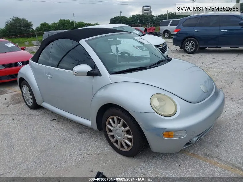 2005 Volkswagen New Beetle Gls VIN: 3VWCM31Y75M362688 Lot: 40300731