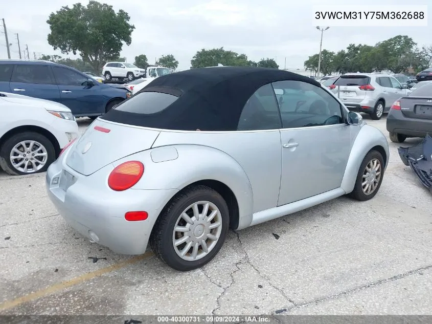 2005 Volkswagen New Beetle Gls VIN: 3VWCM31Y75M362688 Lot: 40300731