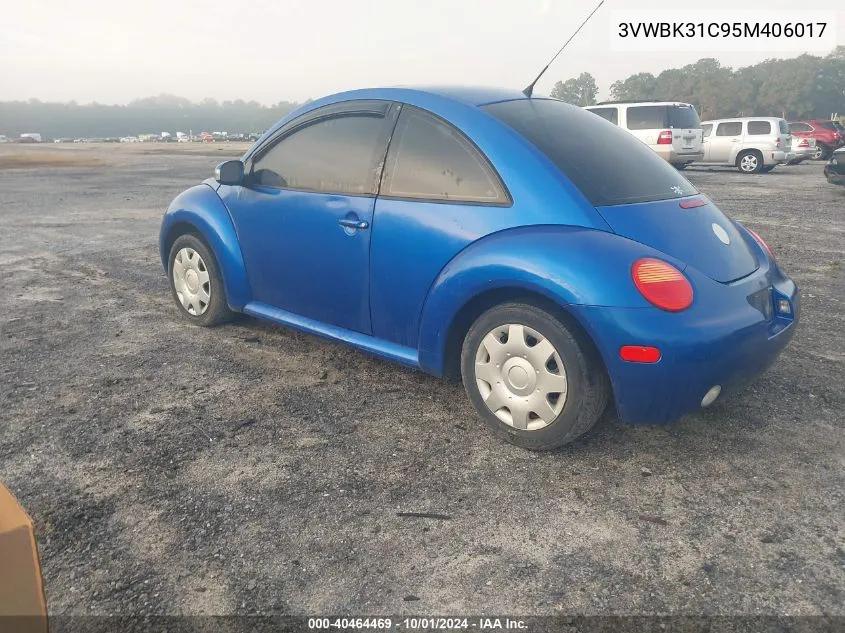 2005 Volkswagen New Beetle Gl VIN: 3VWBK31C95M406017 Lot: 40464469