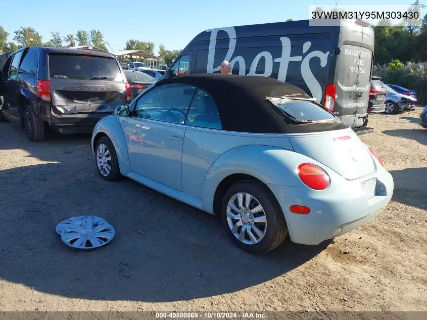 2005 Volkswagen New Beetle Gl VIN: 3VWBM31Y95M303430 Lot: 40580869