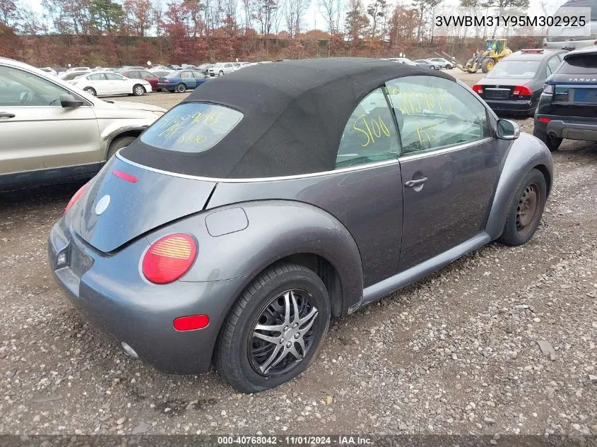 2005 Volkswagen New Beetle Gl VIN: 3VWBM31Y95M302925 Lot: 40768042