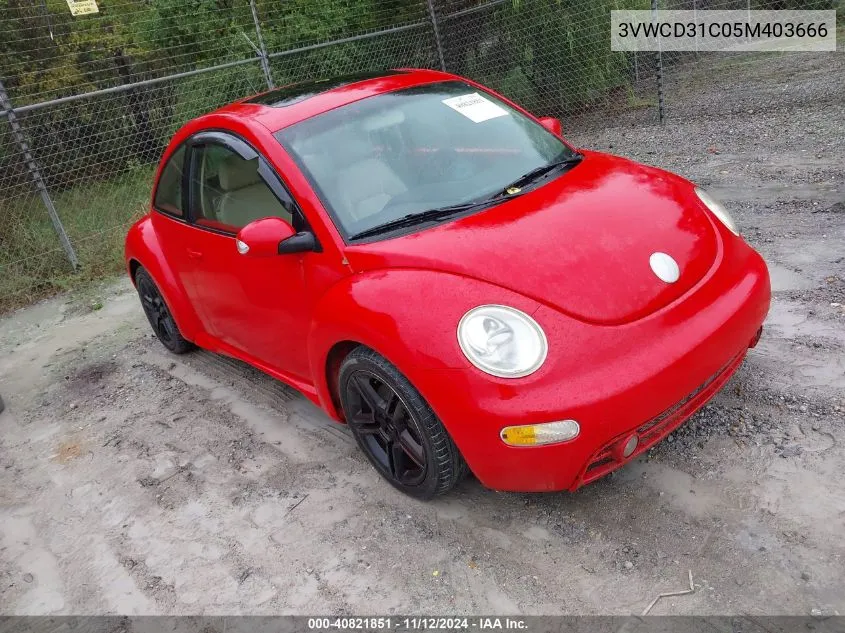 2005 Volkswagen New Beetle Gls 1.8T VIN: 3VWCD31C05M403666 Lot: 40821851