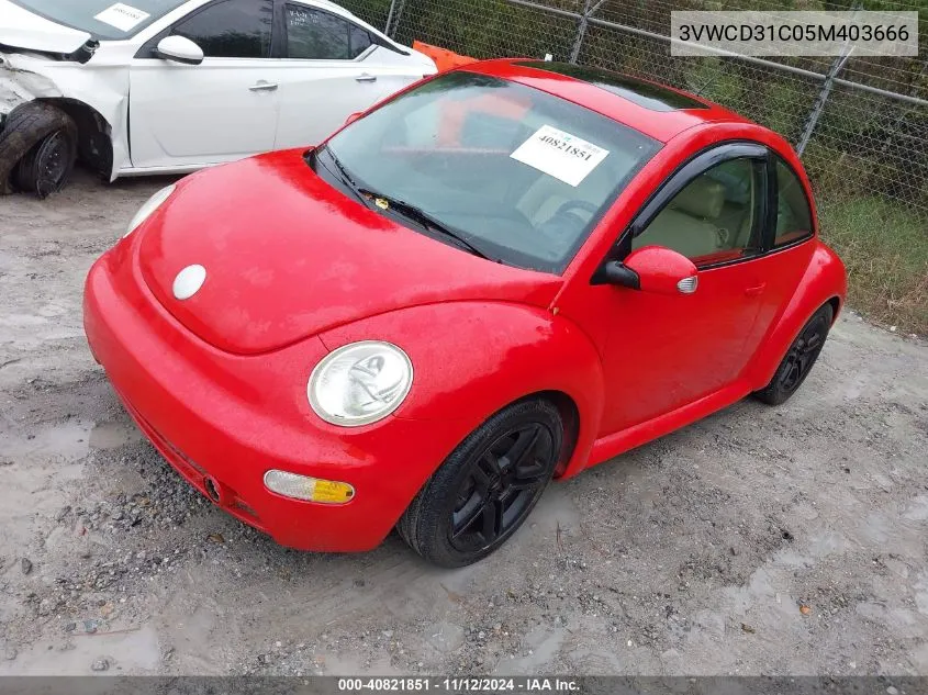 2005 Volkswagen New Beetle Gls 1.8T VIN: 3VWCD31C05M403666 Lot: 40821851