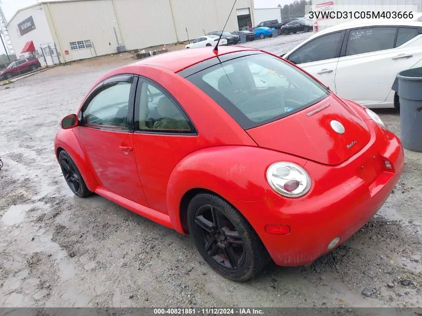 2005 Volkswagen New Beetle Gls 1.8T VIN: 3VWCD31C05M403666 Lot: 40821851