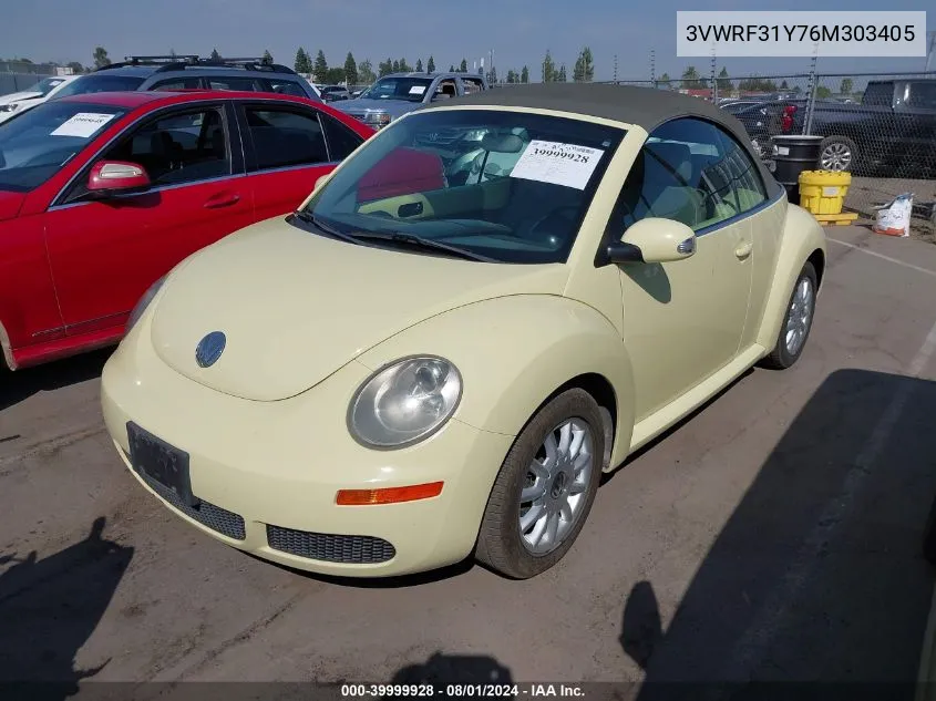 2006 Volkswagen New Beetle 2.5 VIN: 3VWRF31Y76M303405 Lot: 39999928