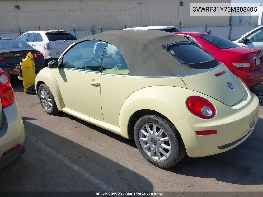 2006 Volkswagen New Beetle 2.5 VIN: 3VWRF31Y76M303405 Lot: 39999928