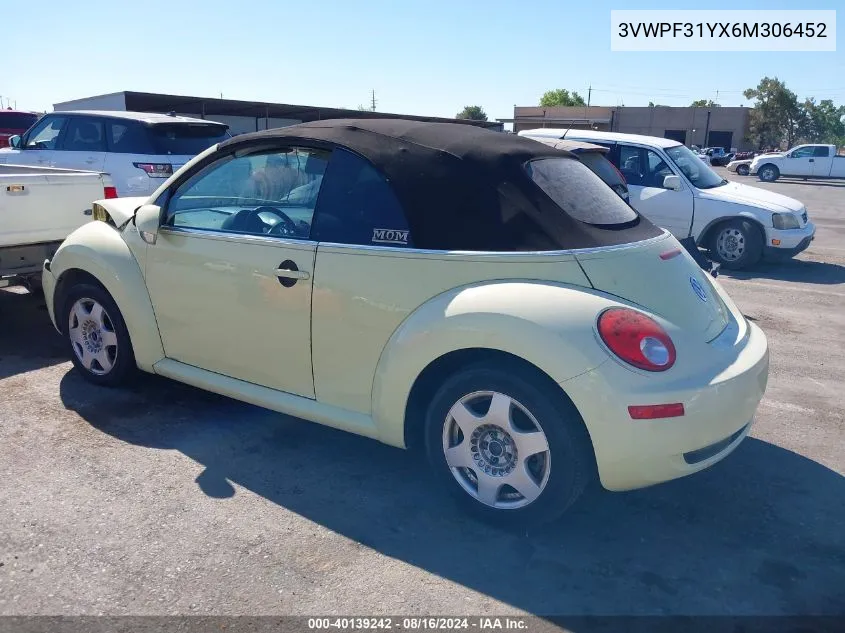 2006 Volkswagen New Beetle 2.5 VIN: 3VWPF31YX6M306452 Lot: 40139242