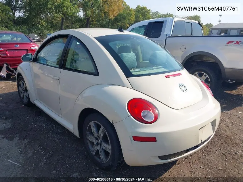 2006 Volkswagen New Beetle 2.5 VIN: 3VWRW31C66M407761 Lot: 40206516