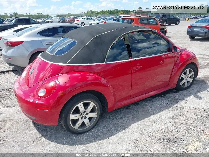 2006 Volkswagen New Beetle 2.5 VIN: 3VWRF31YX6M325513 Lot: 40212317