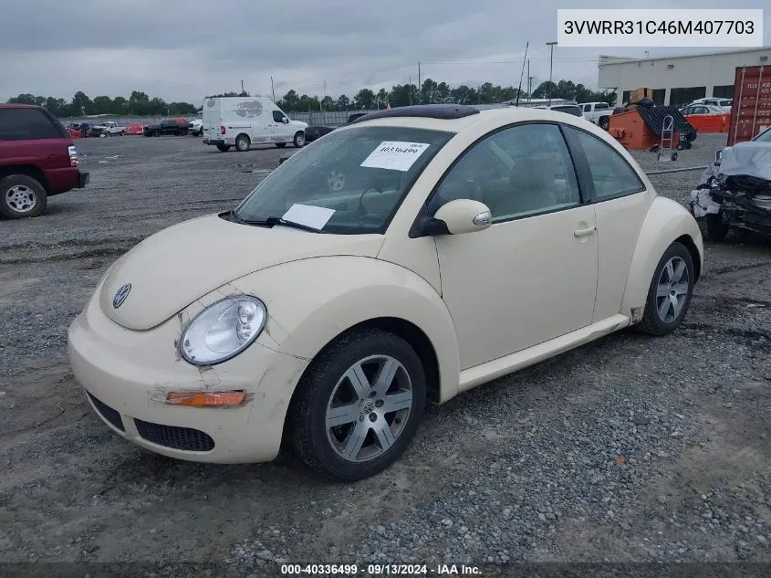 2006 Volkswagen New Beetle Tdi VIN: 3VWRR31C46M407703 Lot: 40336499