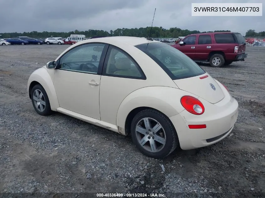 2006 Volkswagen New Beetle Tdi VIN: 3VWRR31C46M407703 Lot: 40336499