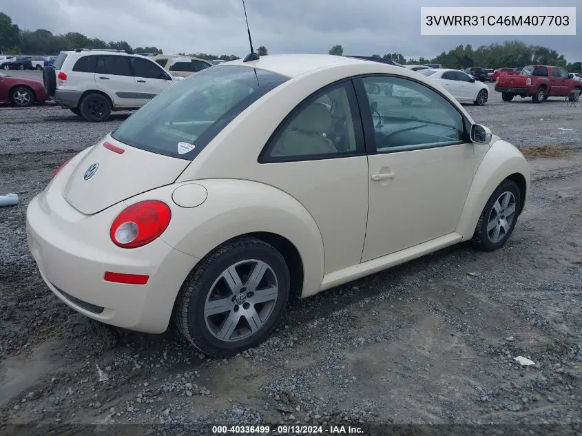 2006 Volkswagen New Beetle Tdi VIN: 3VWRR31C46M407703 Lot: 40336499