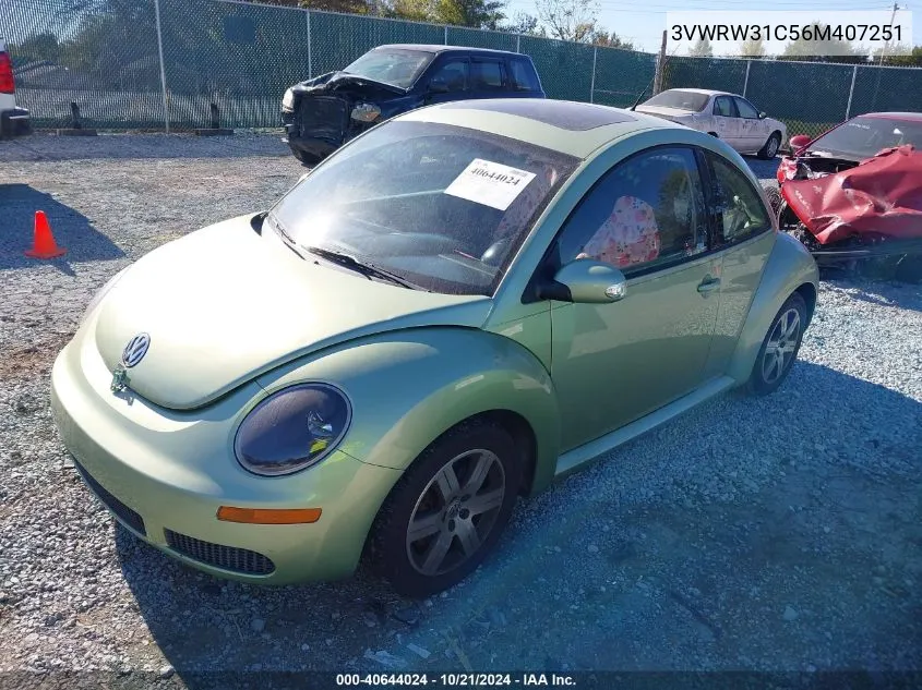 2006 Volkswagen New Beetle 2.5 VIN: 3VWRW31C56M407251 Lot: 40644024