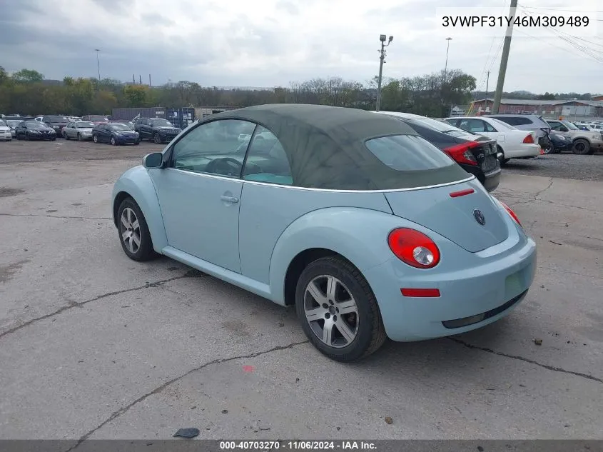 2006 Volkswagen New Beetle 2.5 VIN: 3VWPF31Y46M309489 Lot: 40703270