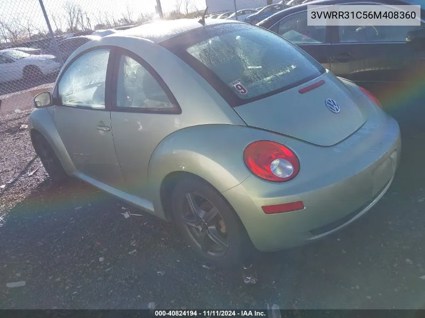 2006 Volkswagen New Beetle Tdi VIN: 3VWRR31C56M408360 Lot: 40824194