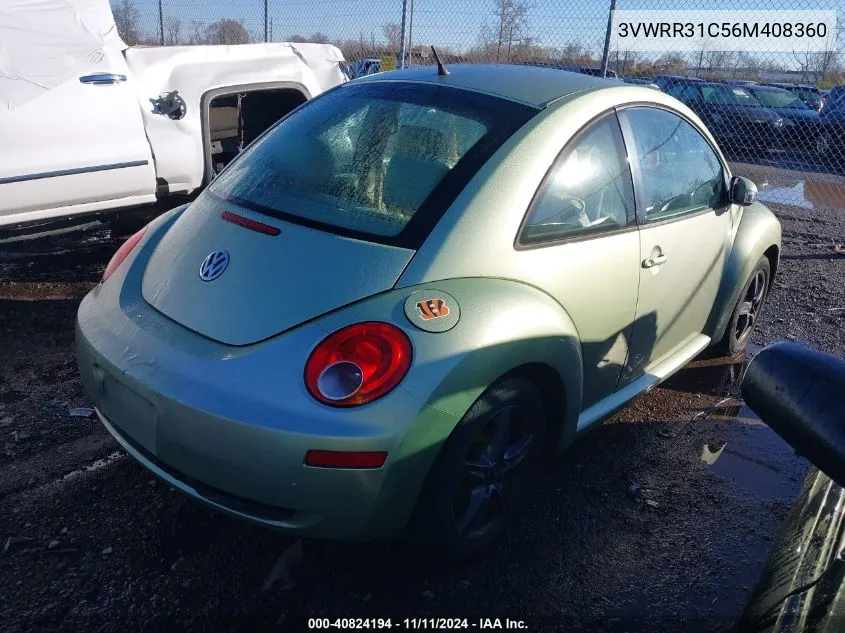 2006 Volkswagen New Beetle Tdi VIN: 3VWRR31C56M408360 Lot: 40824194