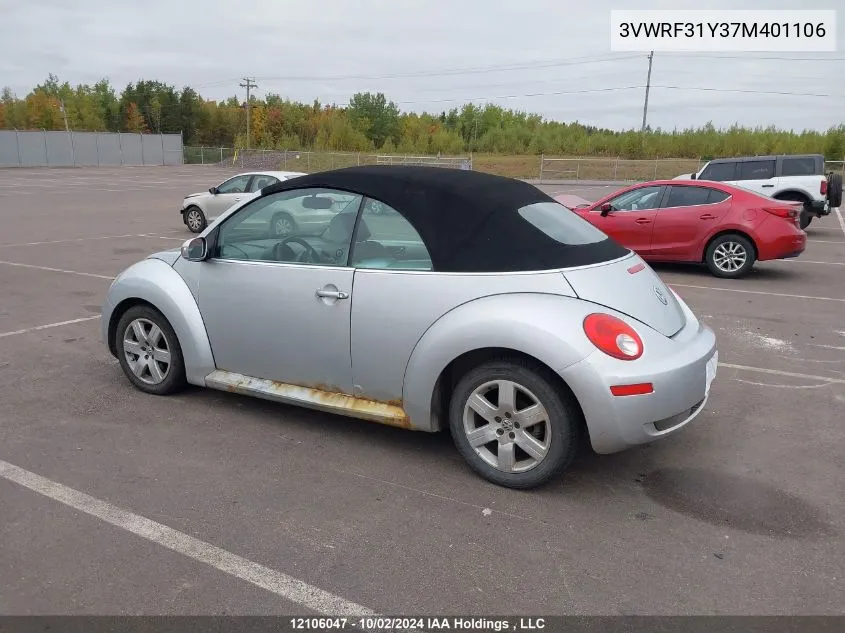 2007 Volkswagen New Beetle 2.5 VIN: 3VWRF31Y37M401106 Lot: 12106047