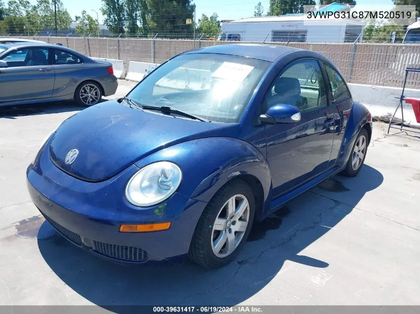 2007 Volkswagen New Beetle 2.5 VIN: 3VWPG31C87M520519 Lot: 39631417