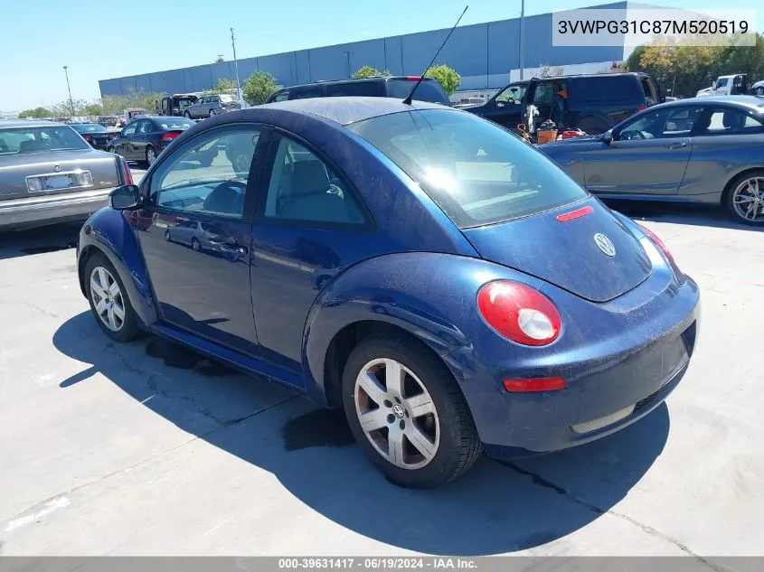 2007 Volkswagen New Beetle 2.5 VIN: 3VWPG31C87M520519 Lot: 39631417