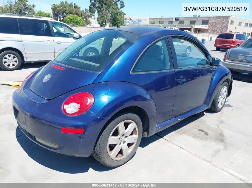 2007 Volkswagen New Beetle 2.5 VIN: 3VWPG31C87M520519 Lot: 39631417