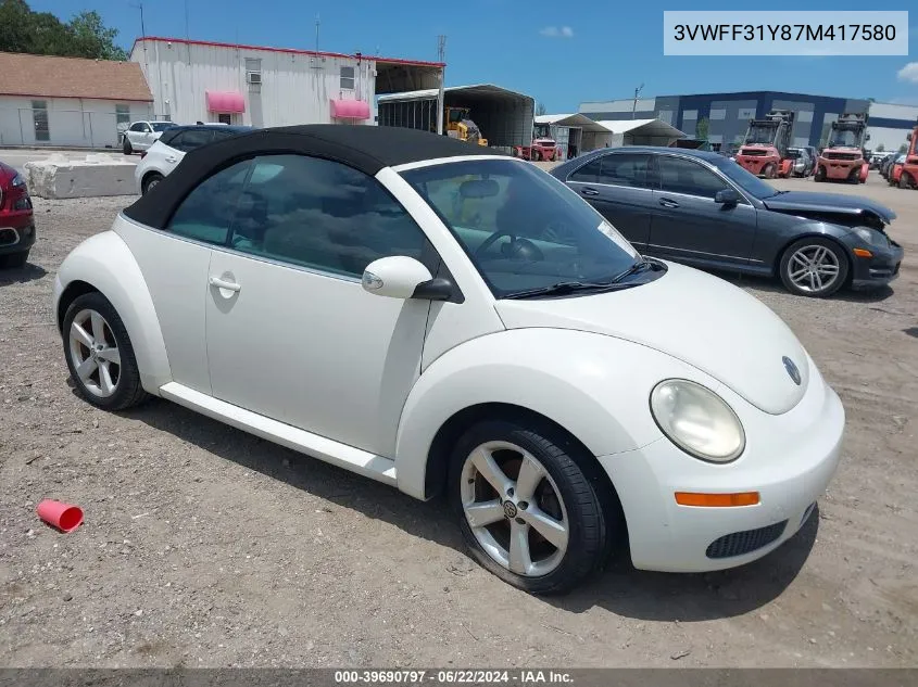 2007 Volkswagen New Beetle Triple White VIN: 3VWFF31Y87M417580 Lot: 39690797