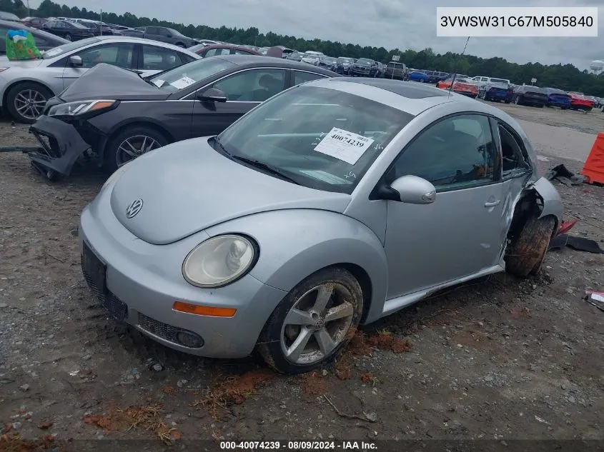 2007 Volkswagen New Beetle 2.5 VIN: 3VWSW31C67M505840 Lot: 40074239