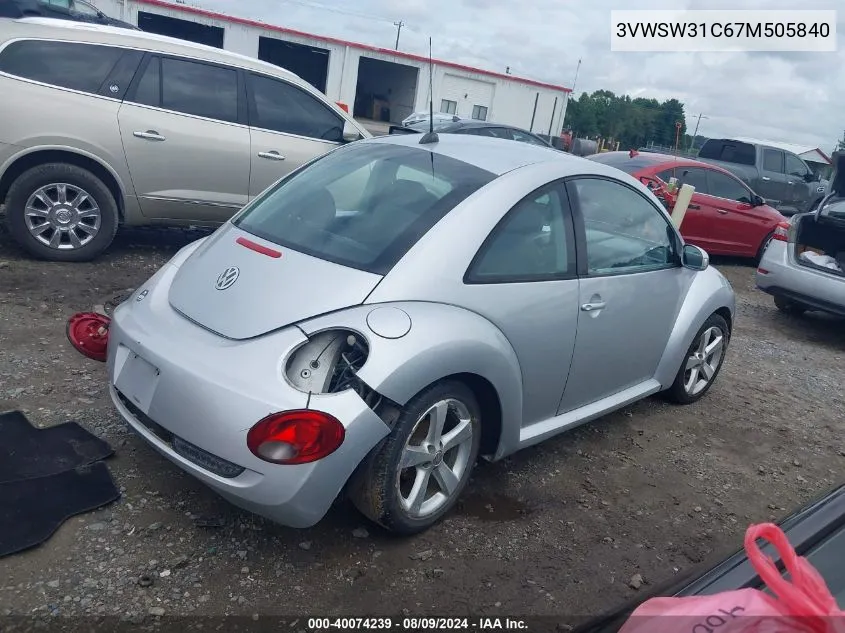 2007 Volkswagen New Beetle 2.5 VIN: 3VWSW31C67M505840 Lot: 40074239