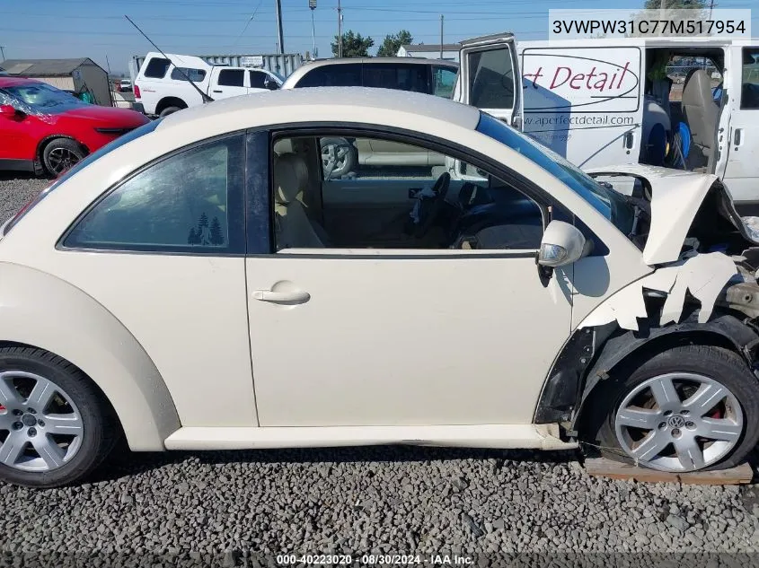 2007 Volkswagen New Beetle 2.5 VIN: 3VWPW31C77M517954 Lot: 40223020