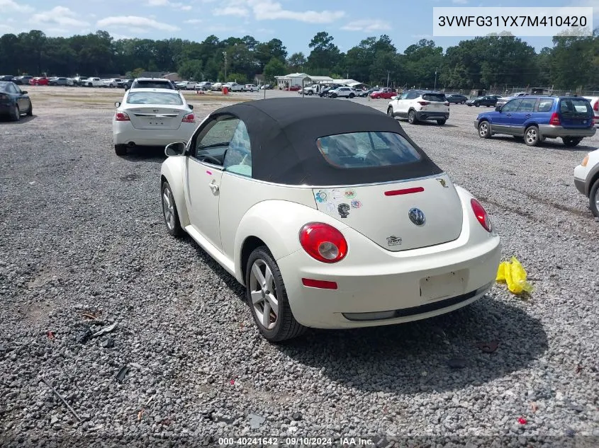 2007 Volkswagen New Beetle Triple White VIN: 3VWFG31YX7M410420 Lot: 40241642