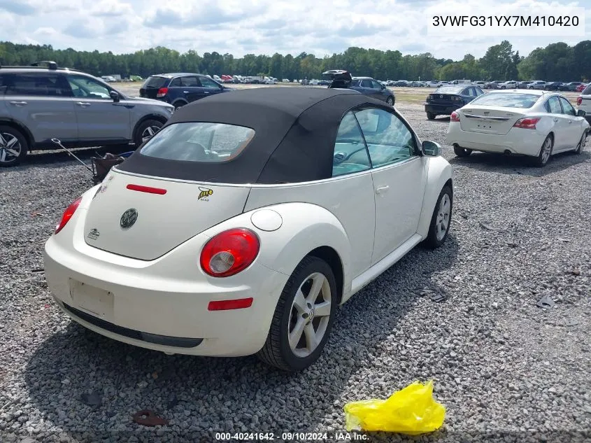 2007 Volkswagen New Beetle Triple White VIN: 3VWFG31YX7M410420 Lot: 40241642