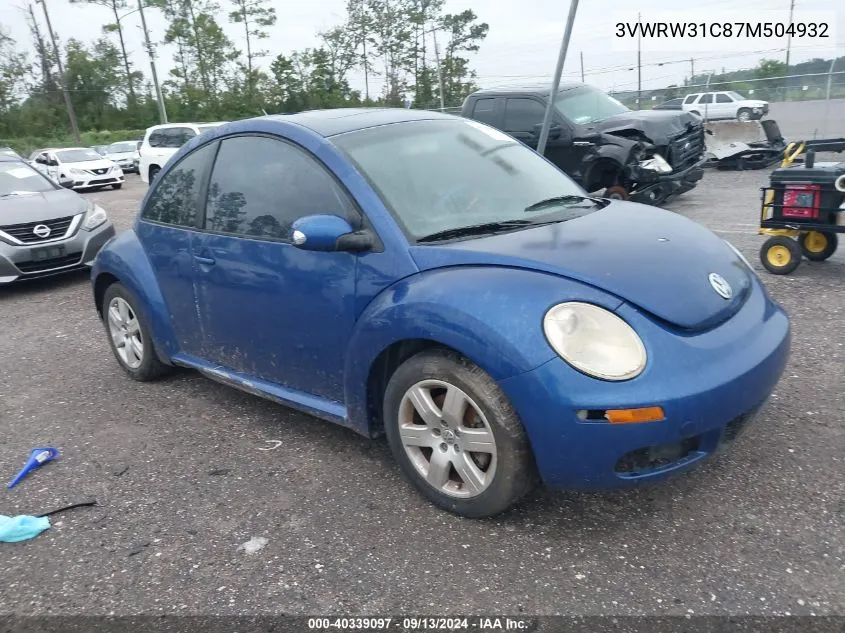 2007 Volkswagen New Beetle 2.5 VIN: 3VWRW31C87M504932 Lot: 40339097