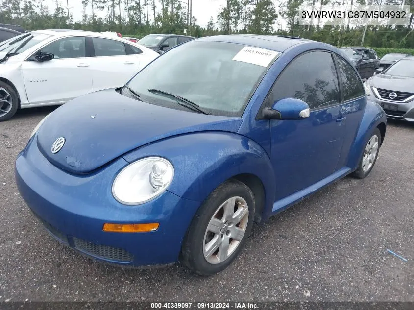 2007 Volkswagen New Beetle 2.5 VIN: 3VWRW31C87M504932 Lot: 40339097