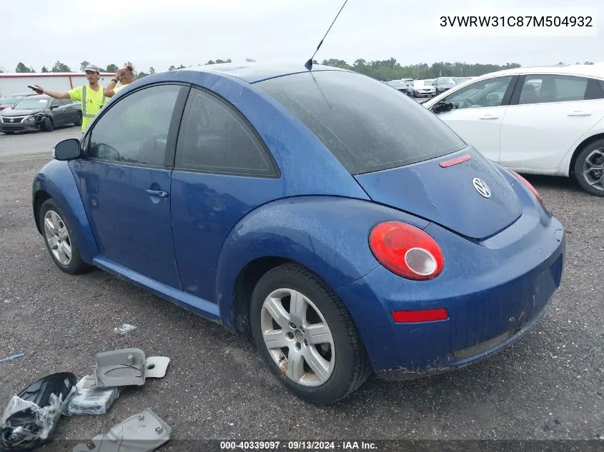 2007 Volkswagen New Beetle 2.5 VIN: 3VWRW31C87M504932 Lot: 40339097