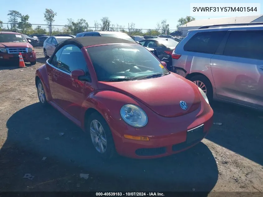 2007 Volkswagen New Beetle 2.5 VIN: 3VWRF31Y57M401544 Lot: 40539183