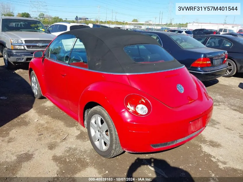 2007 Volkswagen New Beetle 2.5 VIN: 3VWRF31Y57M401544 Lot: 40539183