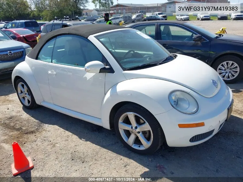 2007 Volkswagen New Beetle Triple White VIN: 3VWFG31Y97M419383 Lot: 40577437