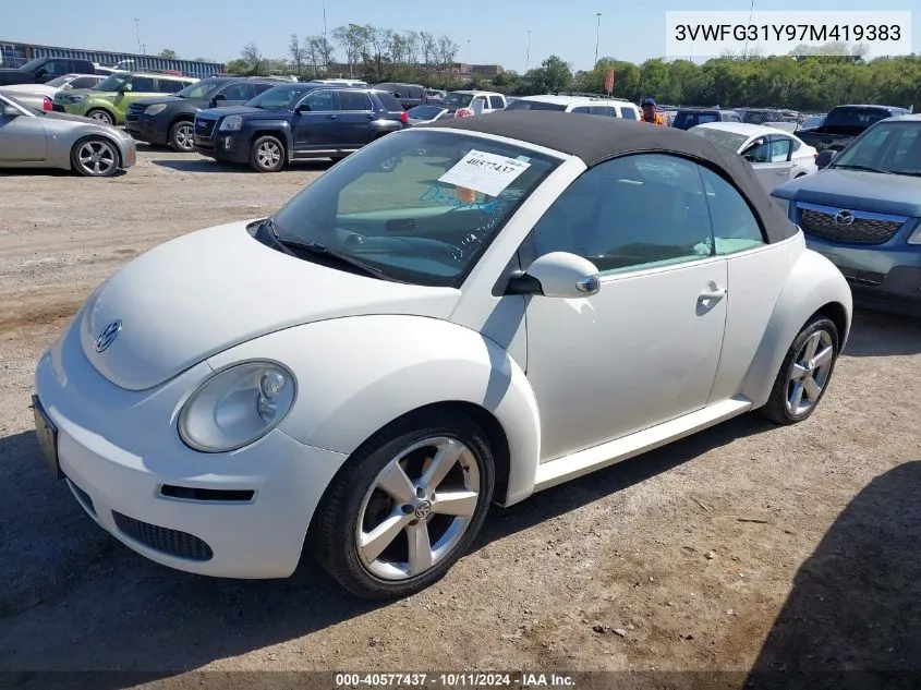 2007 Volkswagen New Beetle Triple White VIN: 3VWFG31Y97M419383 Lot: 40577437