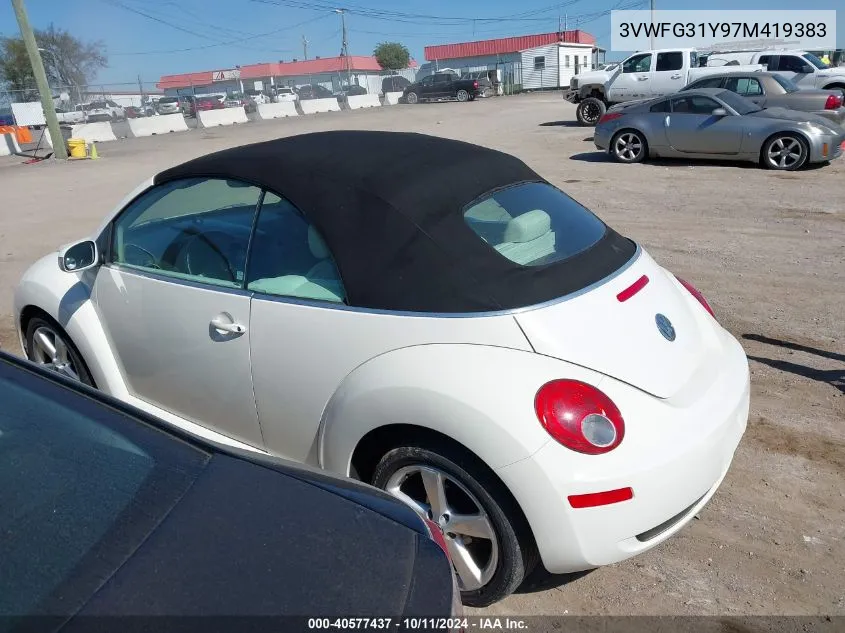 2007 Volkswagen New Beetle Triple White VIN: 3VWFG31Y97M419383 Lot: 40577437