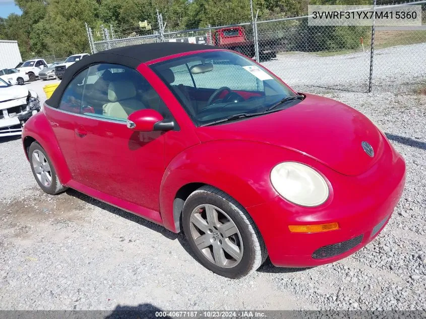 2007 Volkswagen New Beetle 2.5 VIN: 3VWRF31YX7M415360 Lot: 40677187