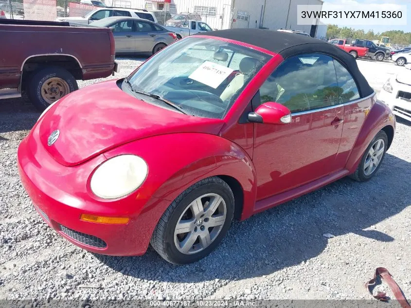 2007 Volkswagen New Beetle 2.5 VIN: 3VWRF31YX7M415360 Lot: 40677187