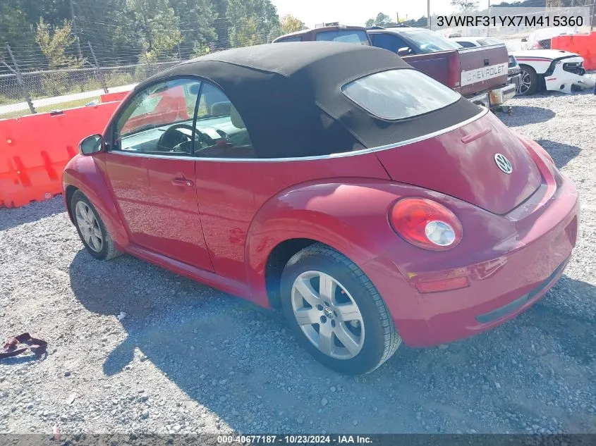 2007 Volkswagen New Beetle 2.5 VIN: 3VWRF31YX7M415360 Lot: 40677187