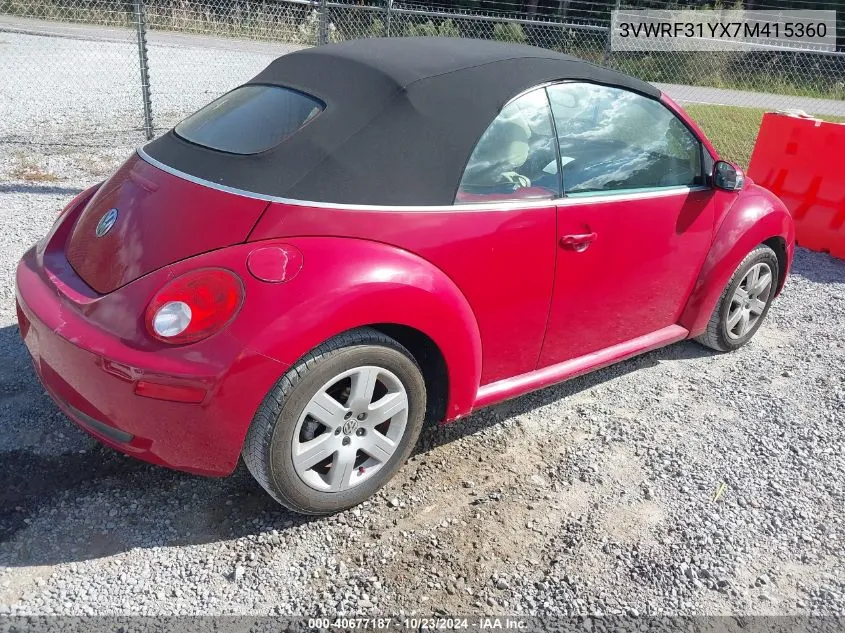 2007 Volkswagen New Beetle 2.5 VIN: 3VWRF31YX7M415360 Lot: 40677187