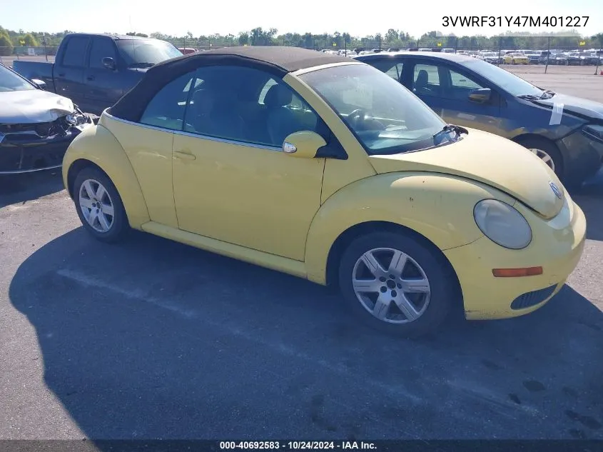 2007 Volkswagen New Beetle 2.5 VIN: 3VWRF31Y47M401227 Lot: 40692583