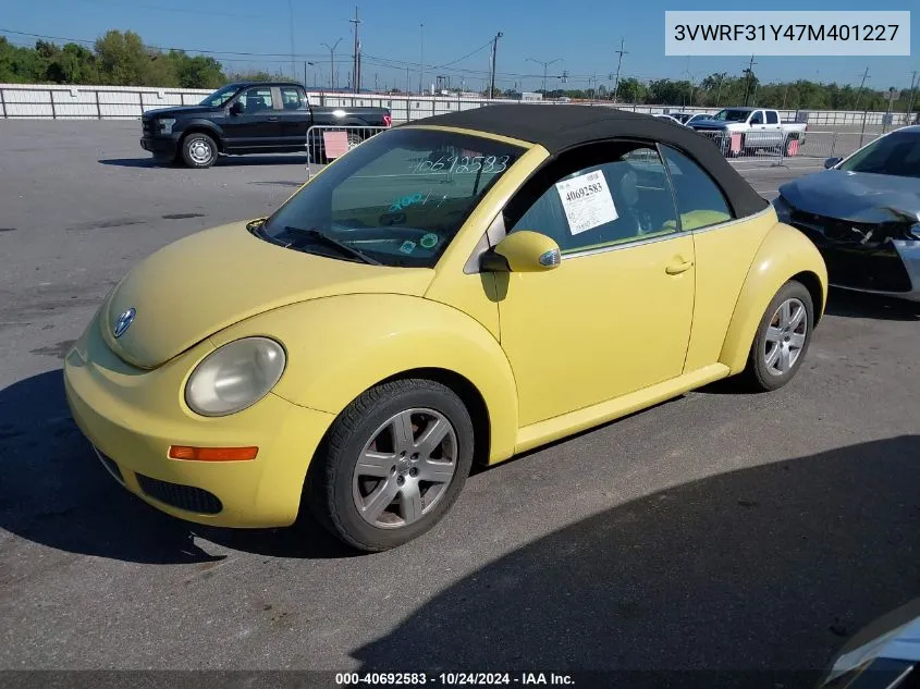 2007 Volkswagen New Beetle 2.5 VIN: 3VWRF31Y47M401227 Lot: 40692583